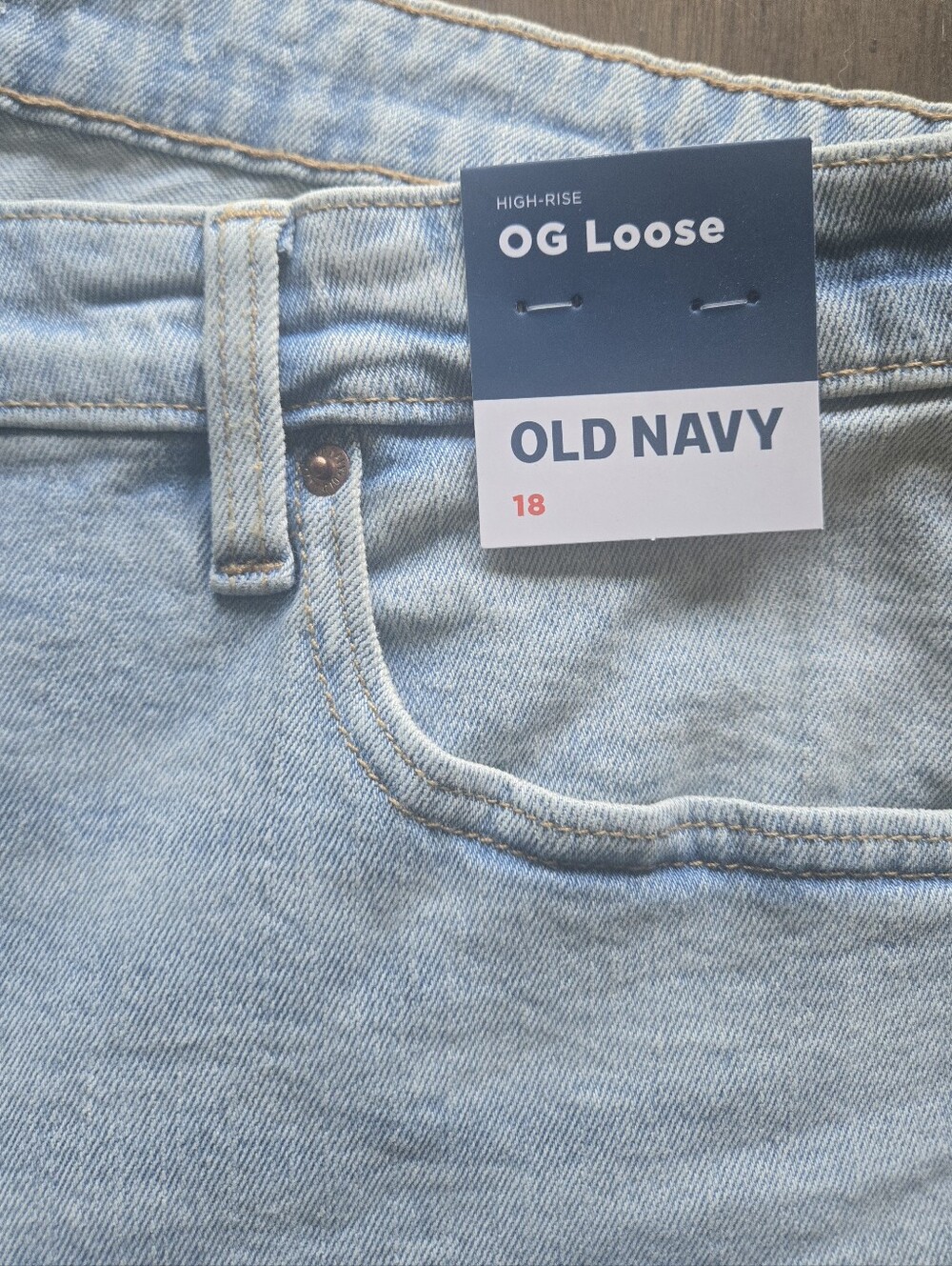 Old Navy Women's OG Loose High Rise Light Wash Straight Denim Jeans 18 NWT, - Picture 4 of 7
